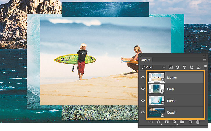 Drag more images into document. Each image appears on its own layer. 