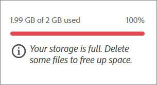 When storage usage has reached 100 percent