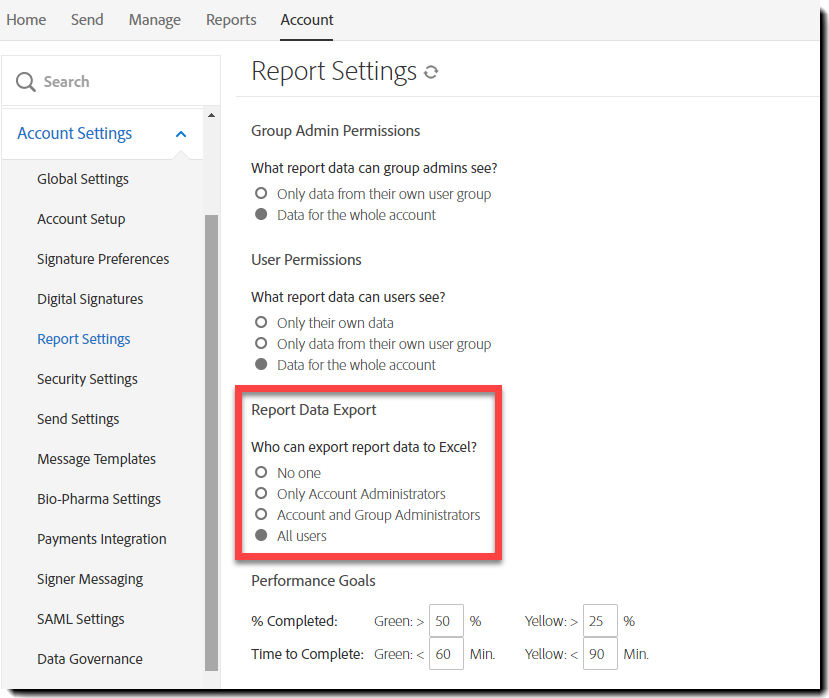 Enabled setting