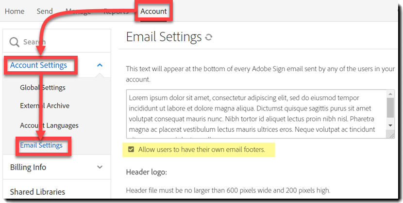 Navigate to Email Settings