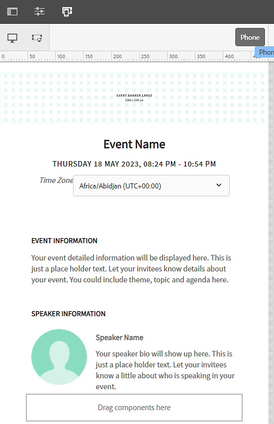 Authoring Event Registration Page - Mobile