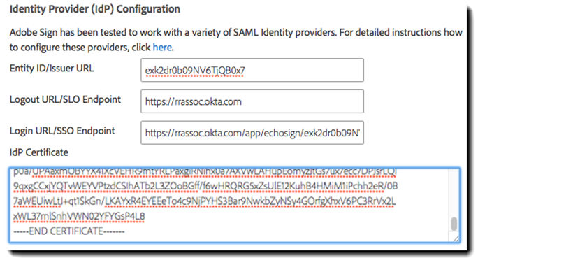 IdP Certificate