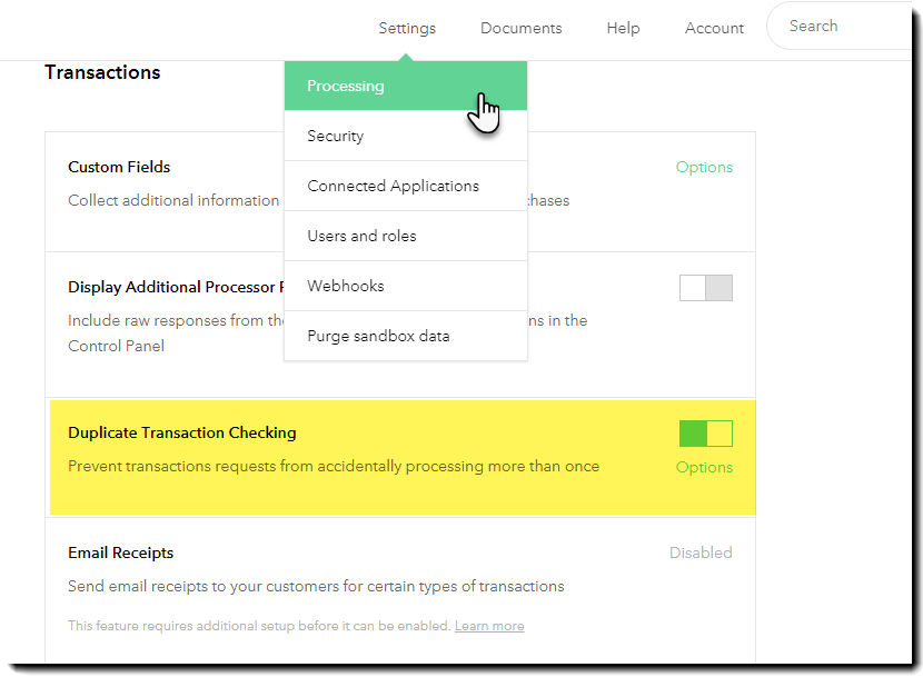 Braintree duplicat transaction checking