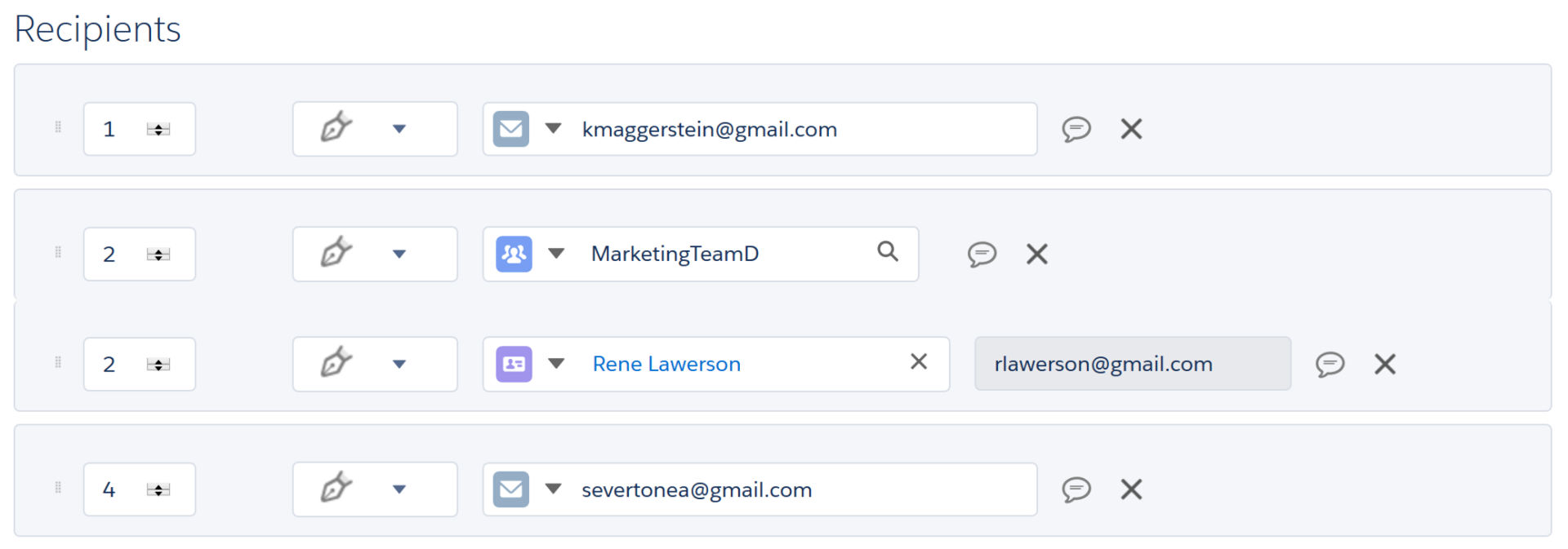 Enter a “2” in the routing order field for bot