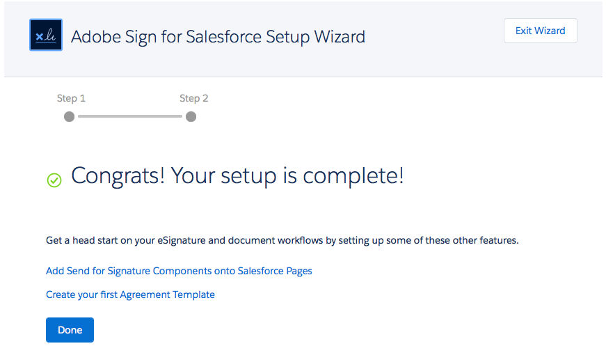 Success! message when the wizard has linked your account to enable automatic status updates.