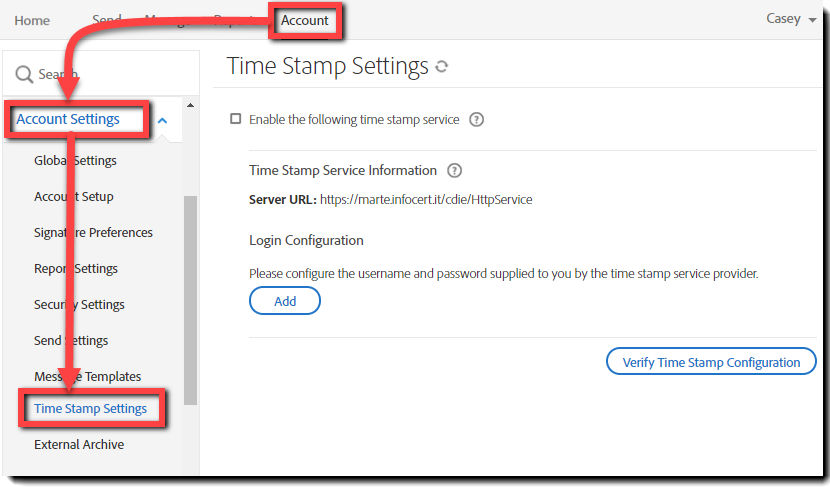 Adobe Acrobat Sign Custom Time Stamp Providers