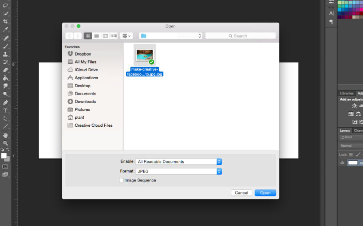 Rafting image to be used for cover photo is opened 