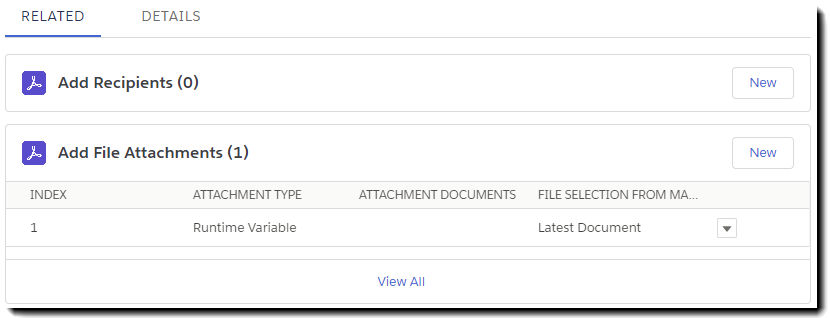 Listed file attachments