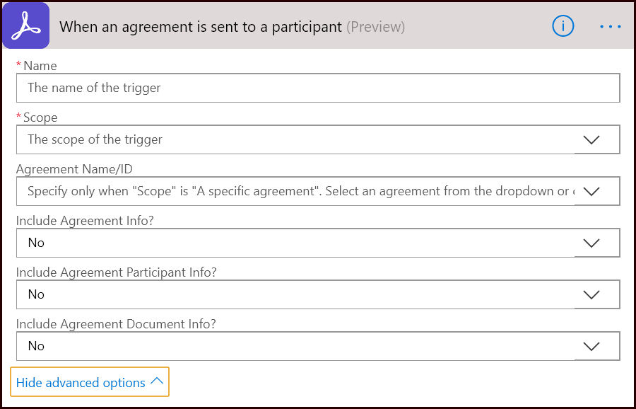 When an agreement is sent to a participant - 2020