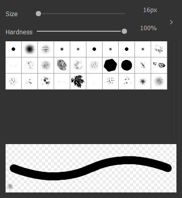 Brush selection panel