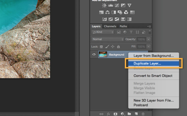 Rafting image is duplicated in the Layers panel 