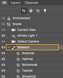 3D layers panel in Photoshop