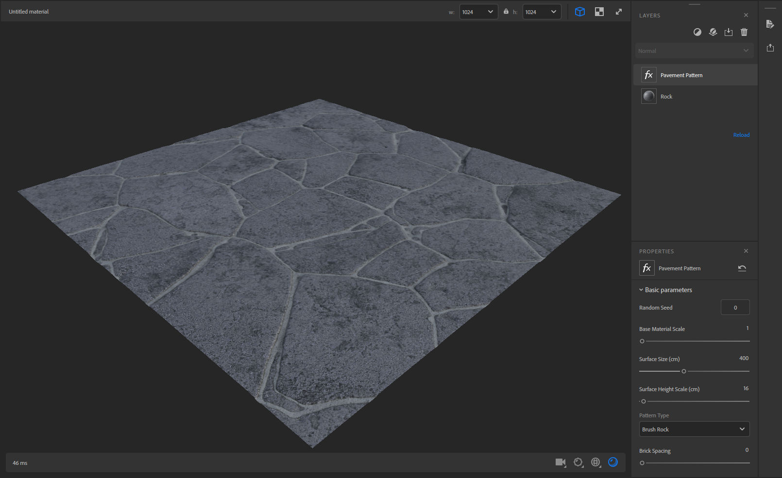 A screenshot of Sampler with the rock broken up by the pavement pattern filter.