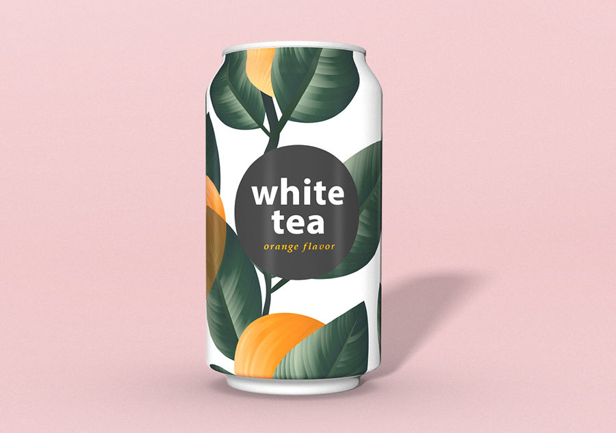 3D soda can with product packing design appears on a pink background