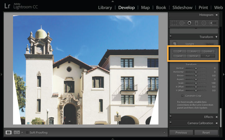The Full Upright option is selected, and the home now appears upright. Some edges of the image are cut off.