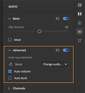Options to refine a music clip
