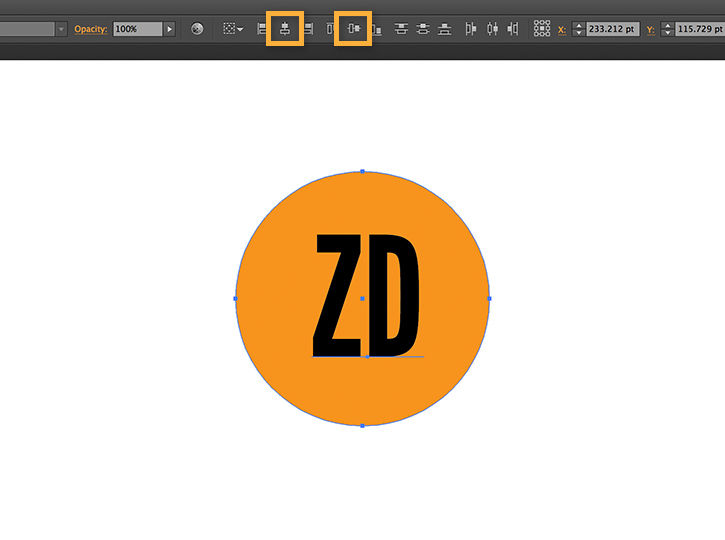 The initials ZD are now on top of the orange circular graphic