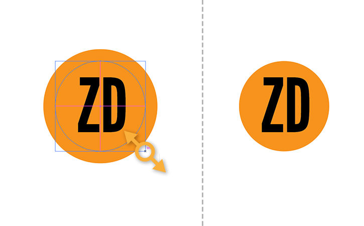 The ZD initials are enlarged to fill the orange circular graphic