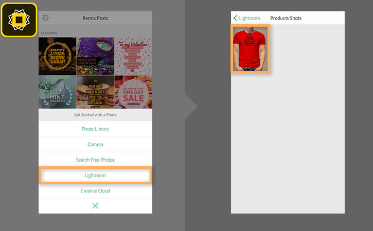 A new collection with the t-shirt image is created by tapping the Copy to… and + sign, and assigning a name to the collection