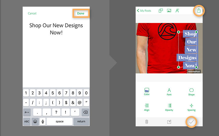 “Shop Our New Designs Now!” appears on the t-shirt in a Facebook ad. 