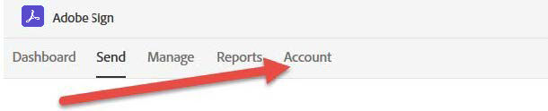 Adobe Sign Account Tab