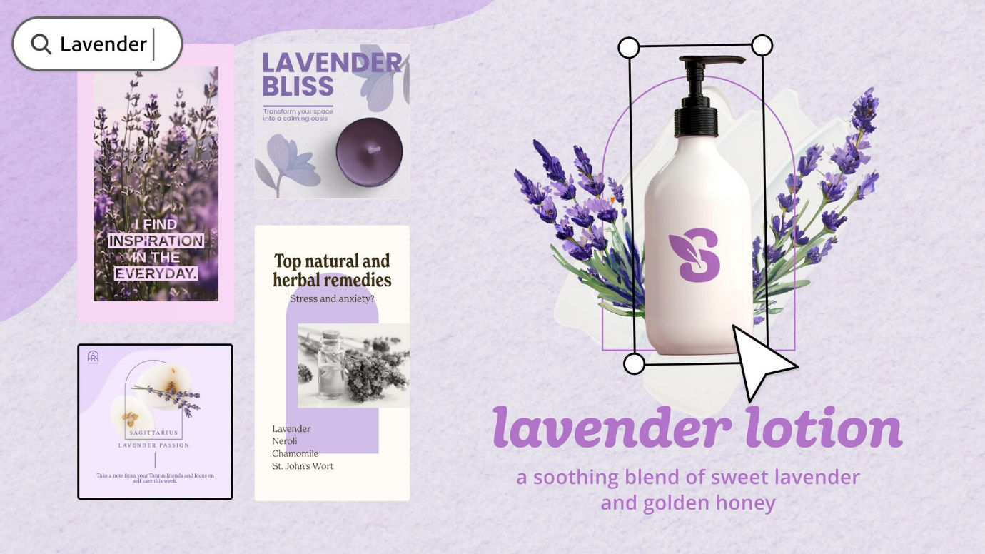 A collage of lavender products