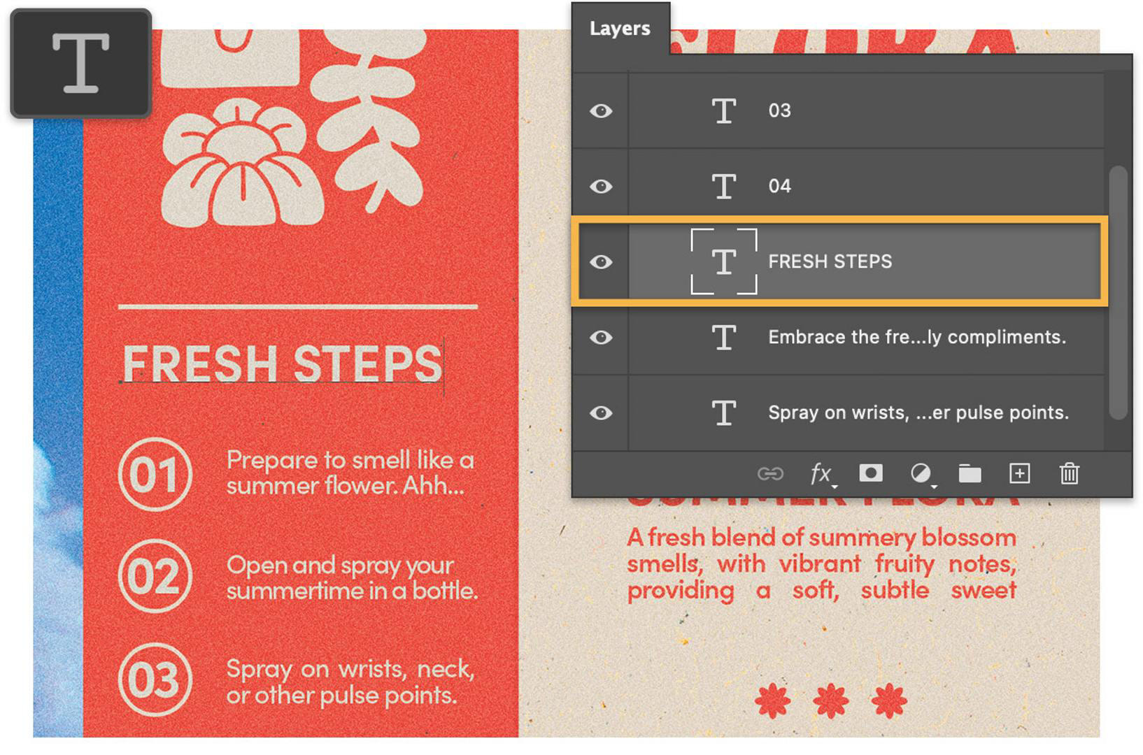 A photoshop screen grab illustrates how to edit the text on your box.