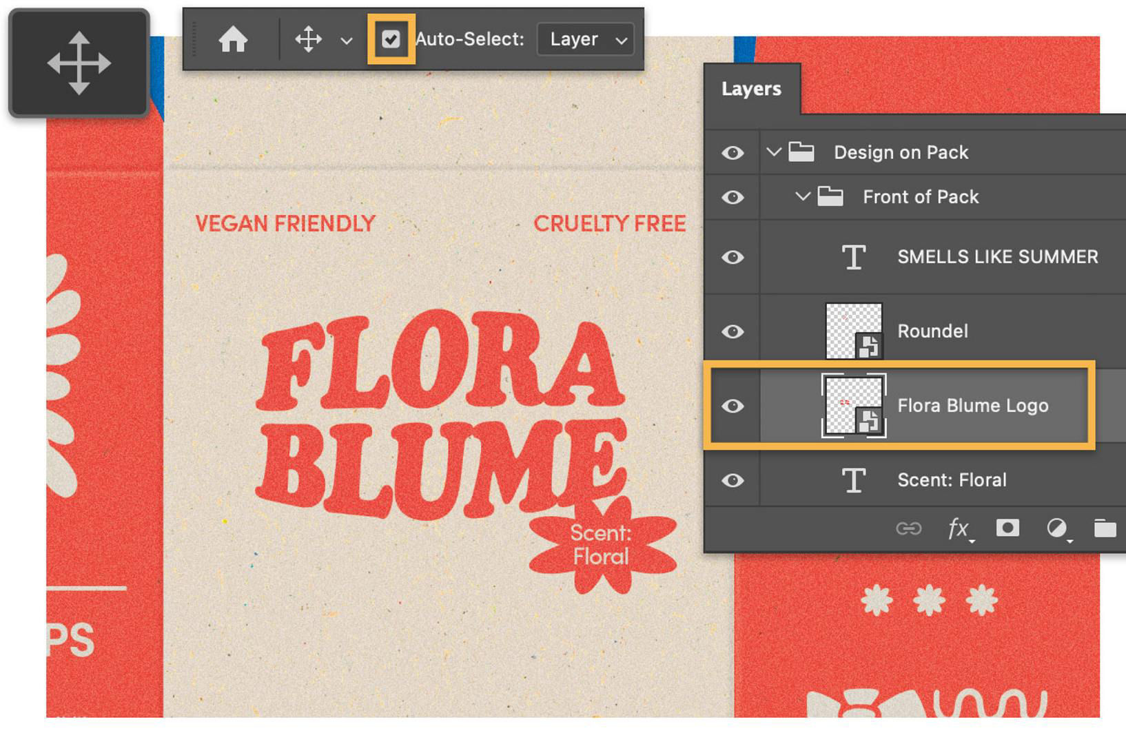 A photoshop screen grab shows you how to add your own logo to the packaging.