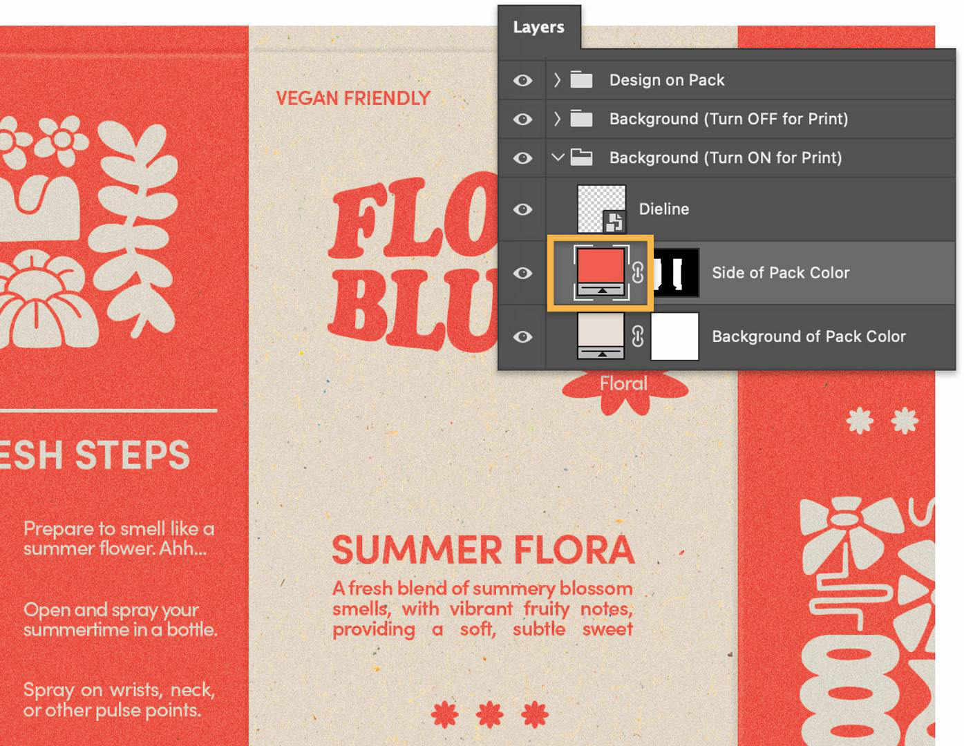 A photoshop screen grab shows you how to change the colors on the box.