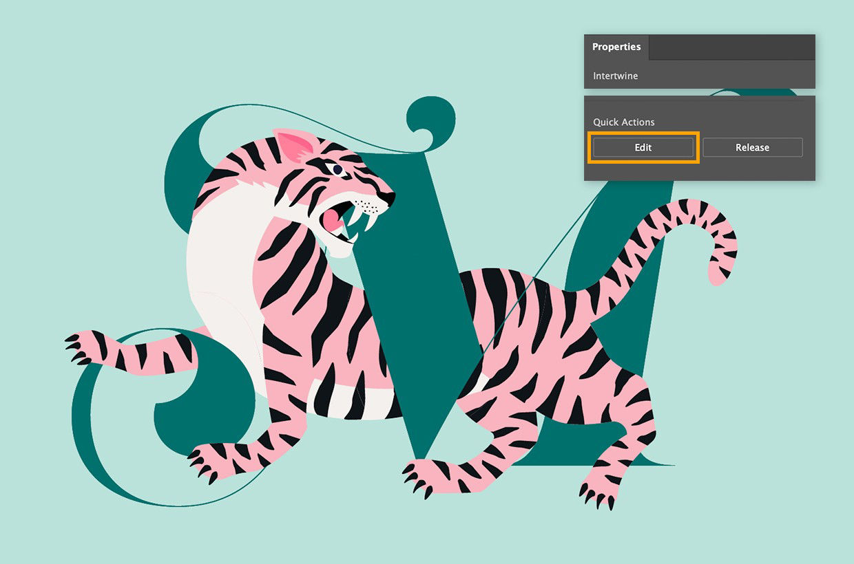 A pink and black tiger with a green backgroundDescription automatically generated