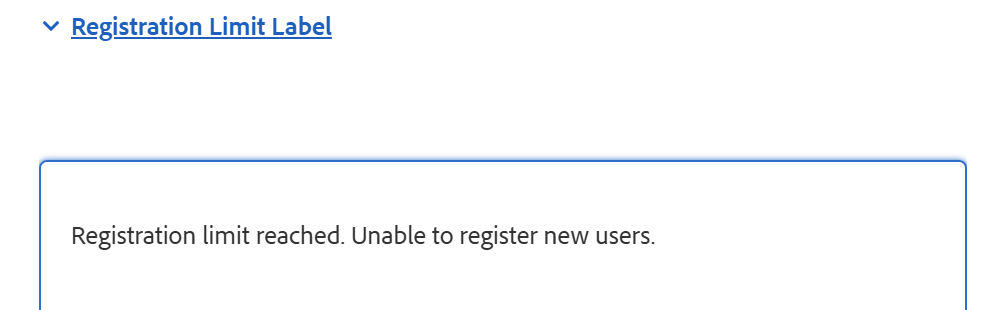Defines the Registration limit 
