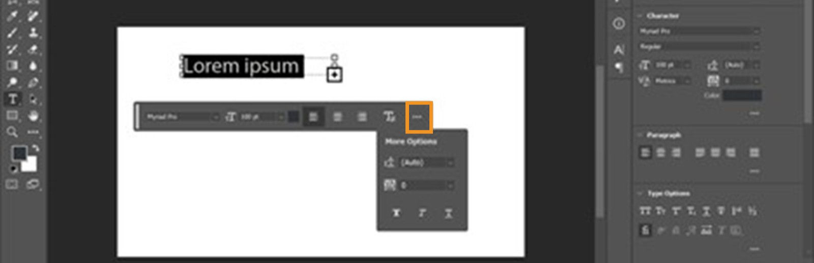 A screenshot of Adobe Photoshop showing the workspace with contextual panels open, providing options relevant to the selected tool or content.