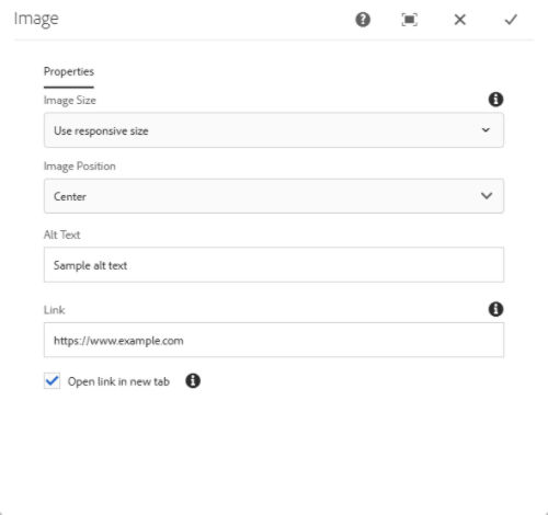 Configure the image properties