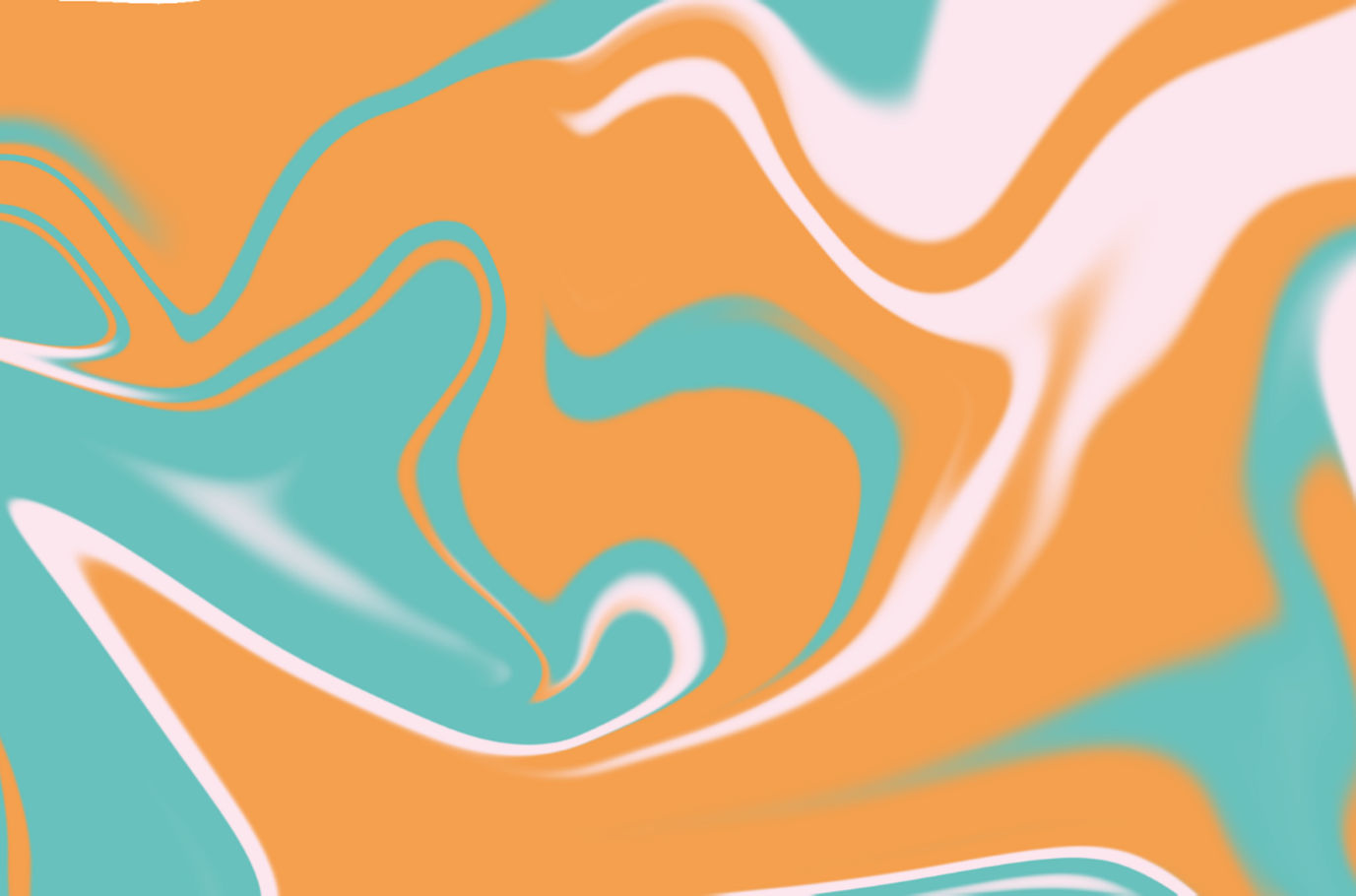 A swirled, marbled gradient made by designer Mirella Fabienne, using teal, orange, and pink in Adobe Photoshop.