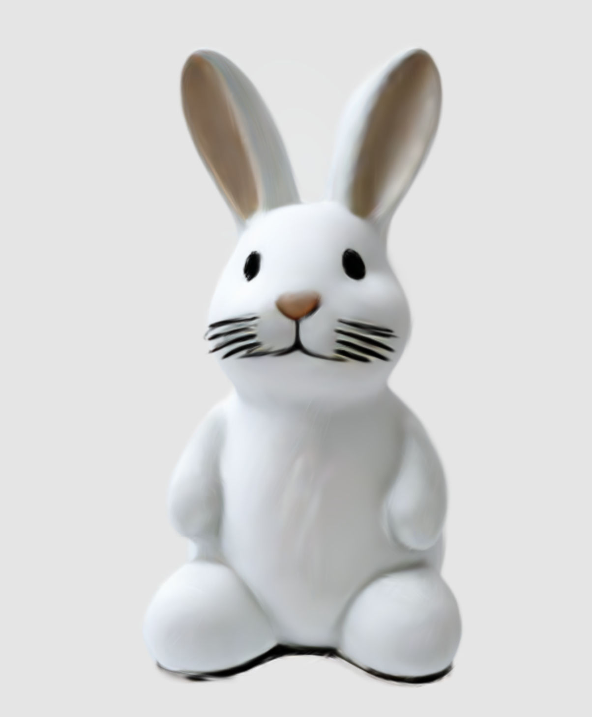 A white rabbit with long earsDescription automatically generated