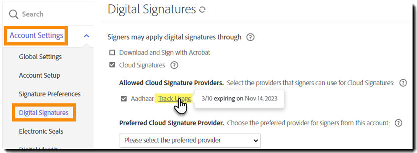 Aadhaar track usage link