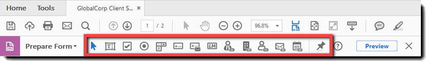 Acrobat for Adobe Sign toolbar