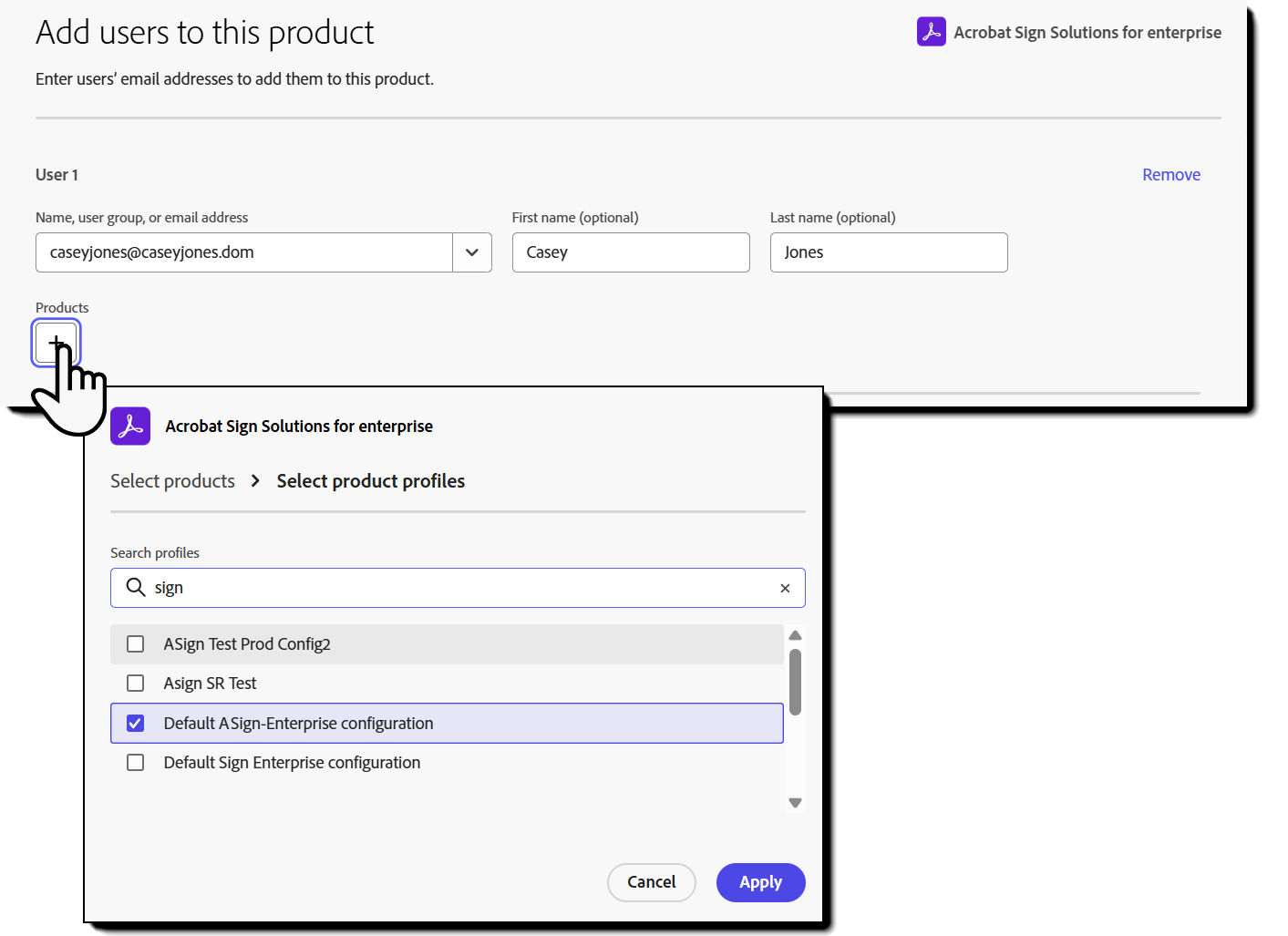 The Product menu expanded