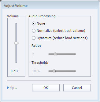 Adjust volume dialog