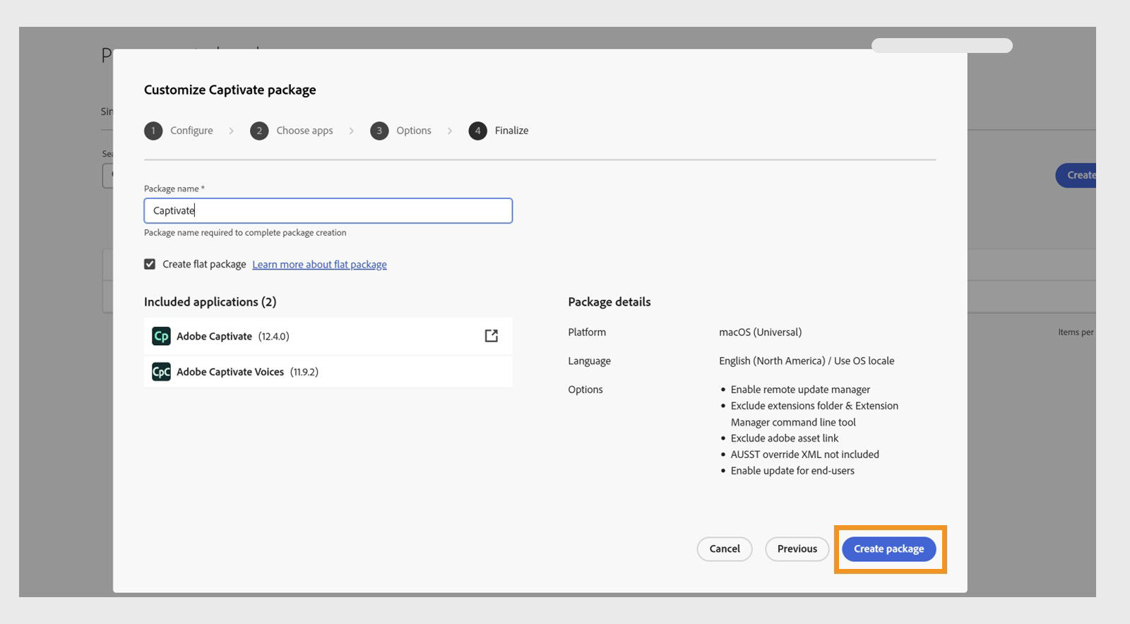 Create package by verifying all details