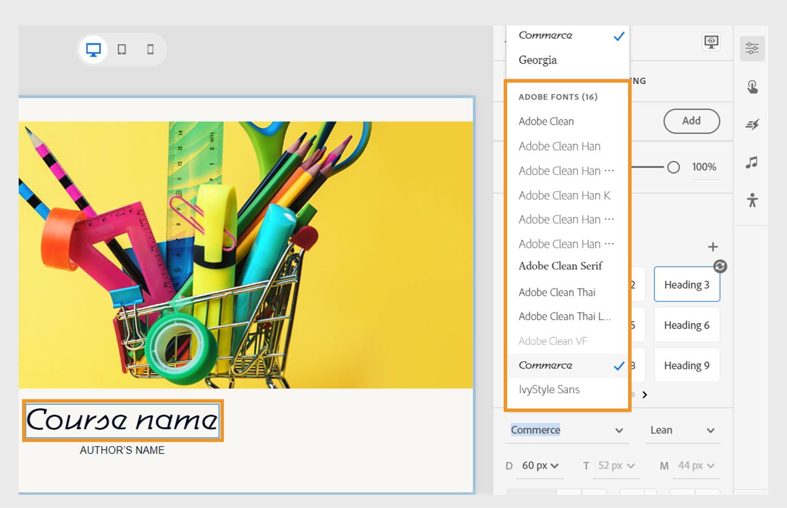 New Adobe fonts available in font selector dropdown after restart