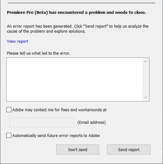 Error dialog