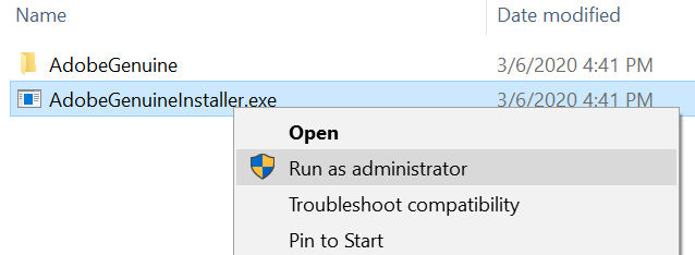 Install AdobeGenuineInstaller