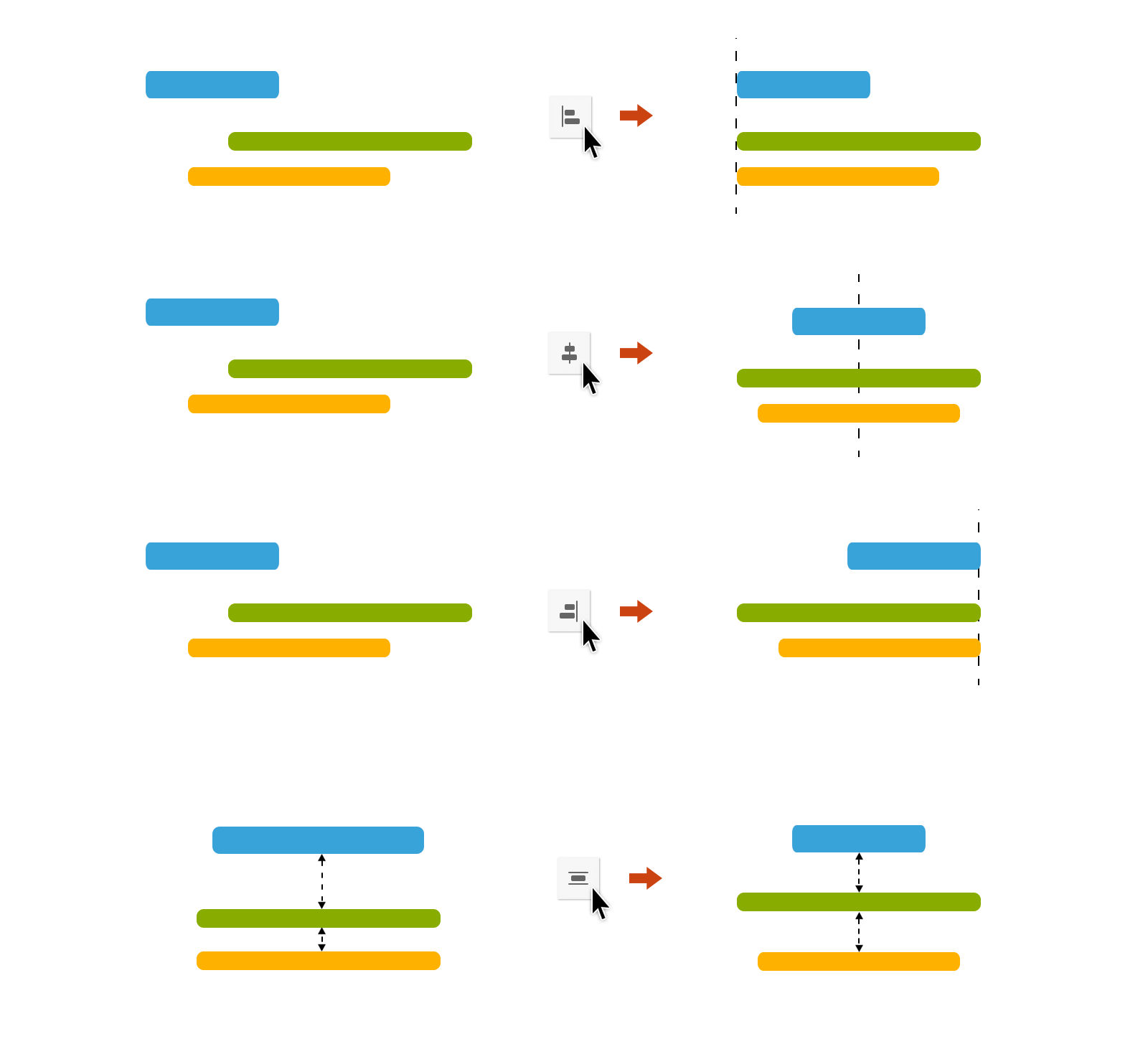 Align objects vertically