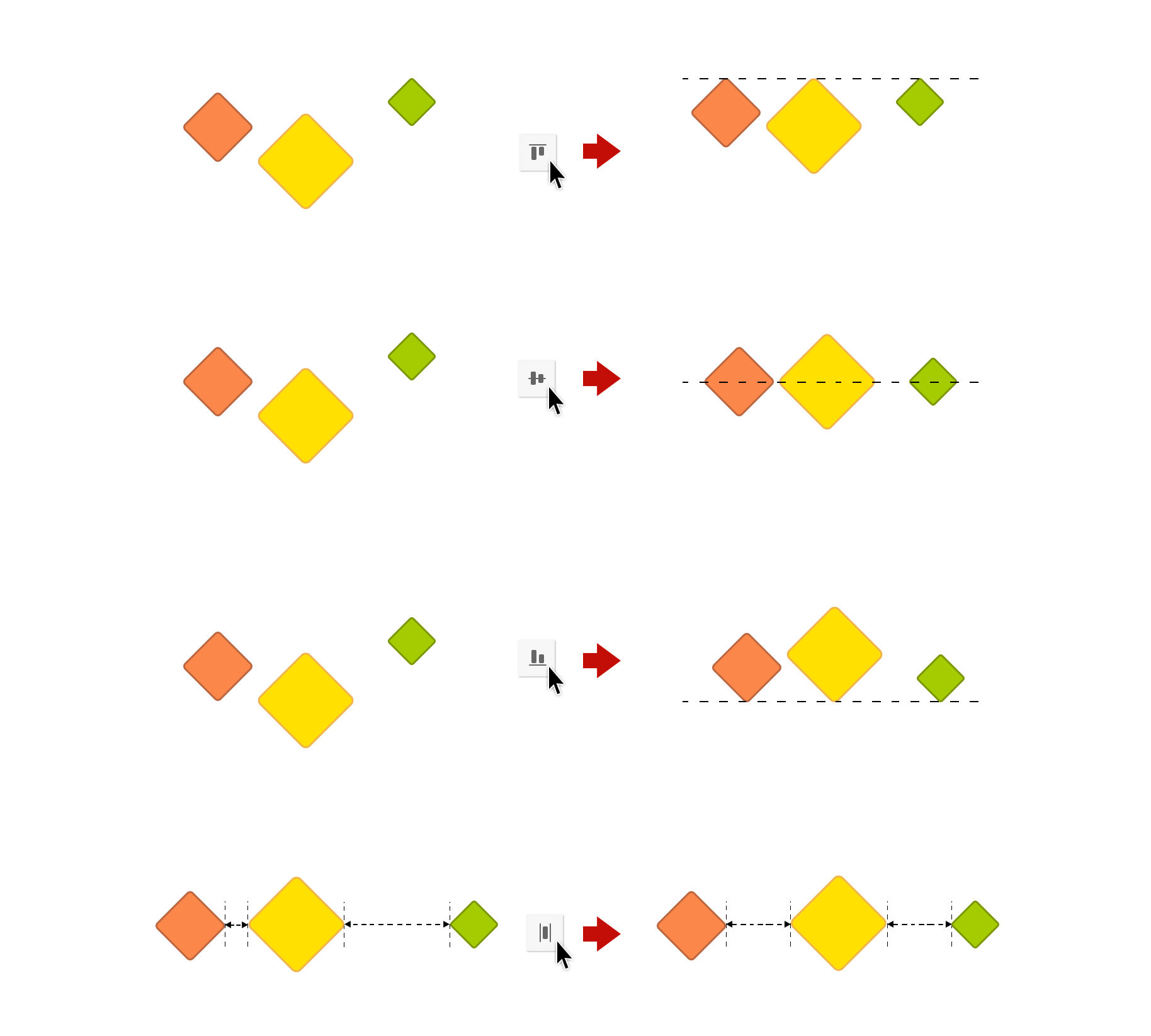 Align objects horizontally