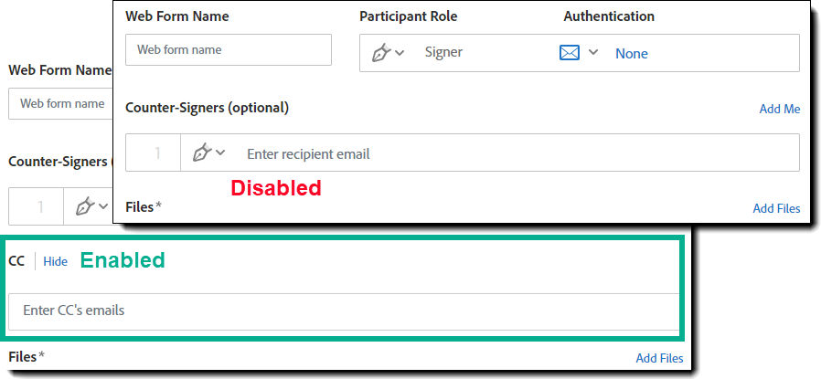 Allow CCs within a Web Form