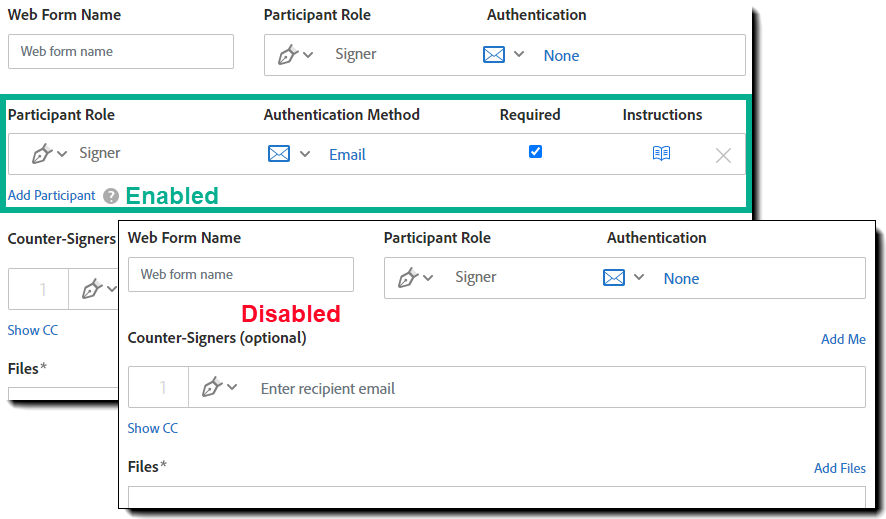 Allow additional participants interface