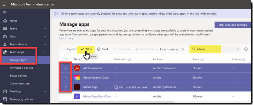 Allow Adobe Applications