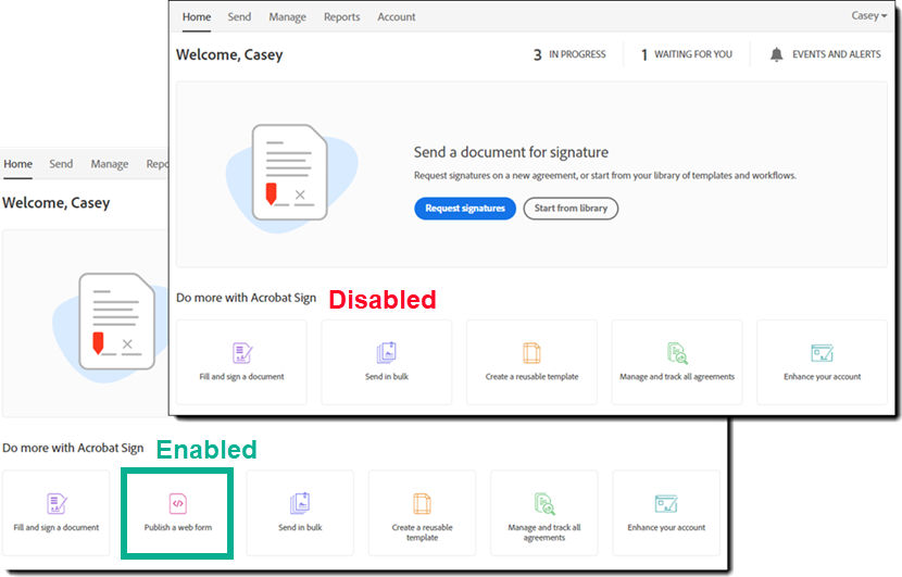 Allow use of web forms effect on the Home page