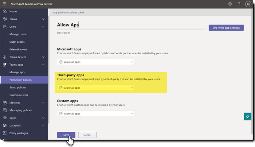 Configure the policy